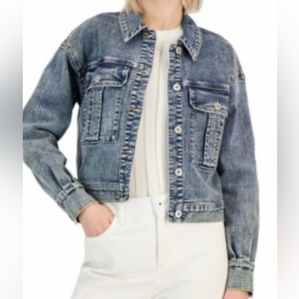 INC Light Wash Denim Jacket - Women's Cropped Trucker